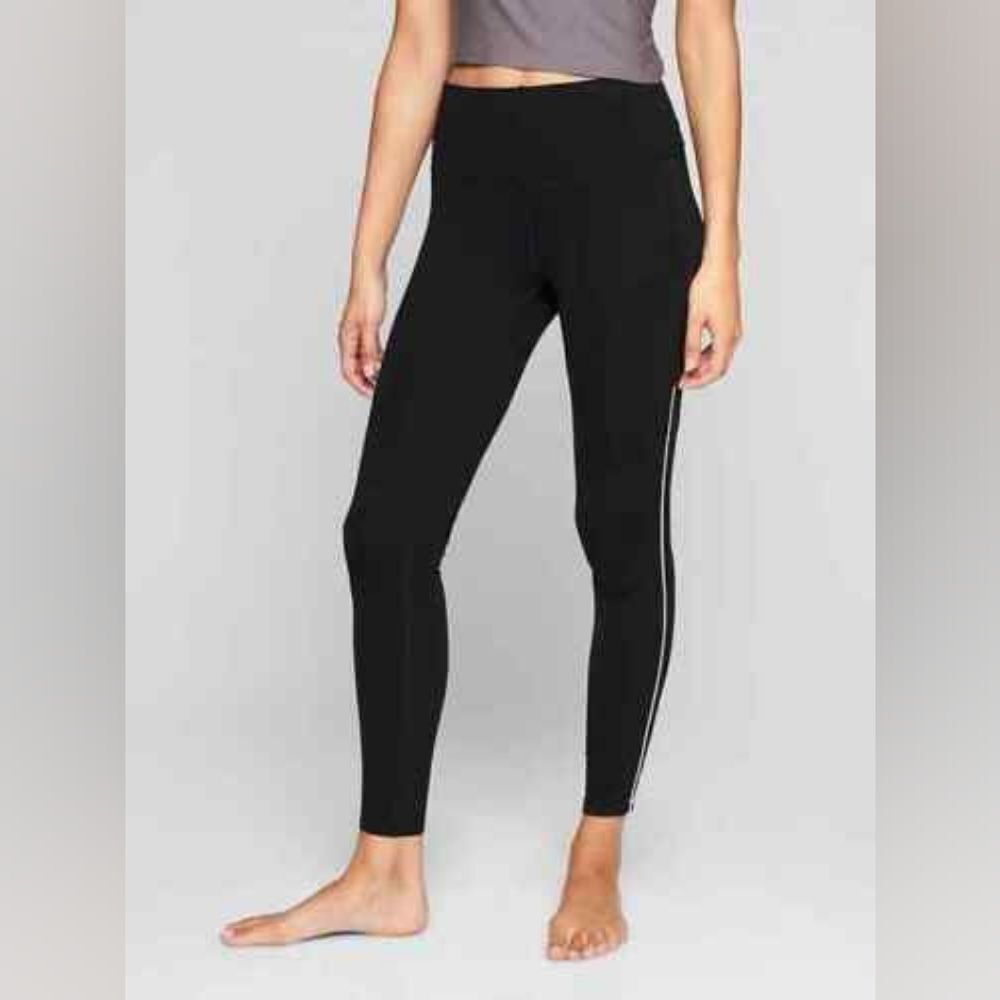 Athleta High Rise Copper Zipper Chaturang Tight Sz S Black
